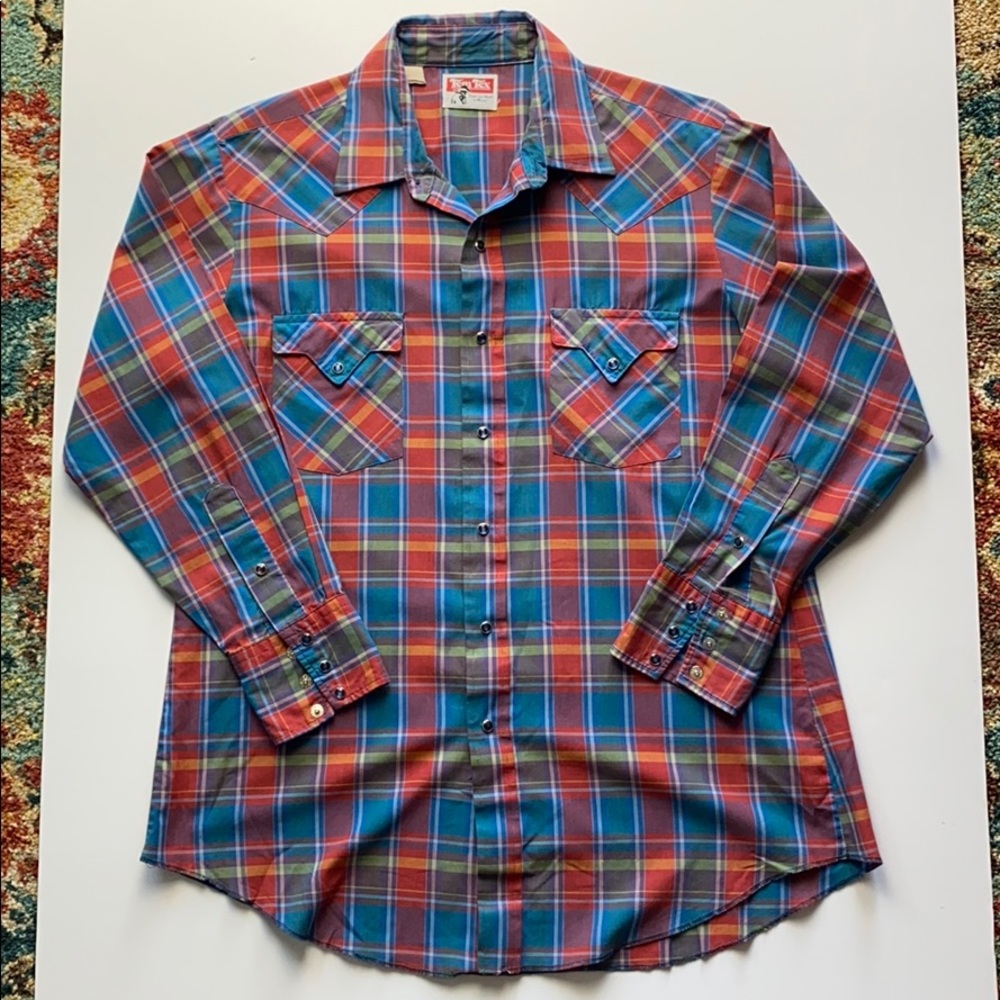 Tem Tex western vintage plaid cowboy shirt